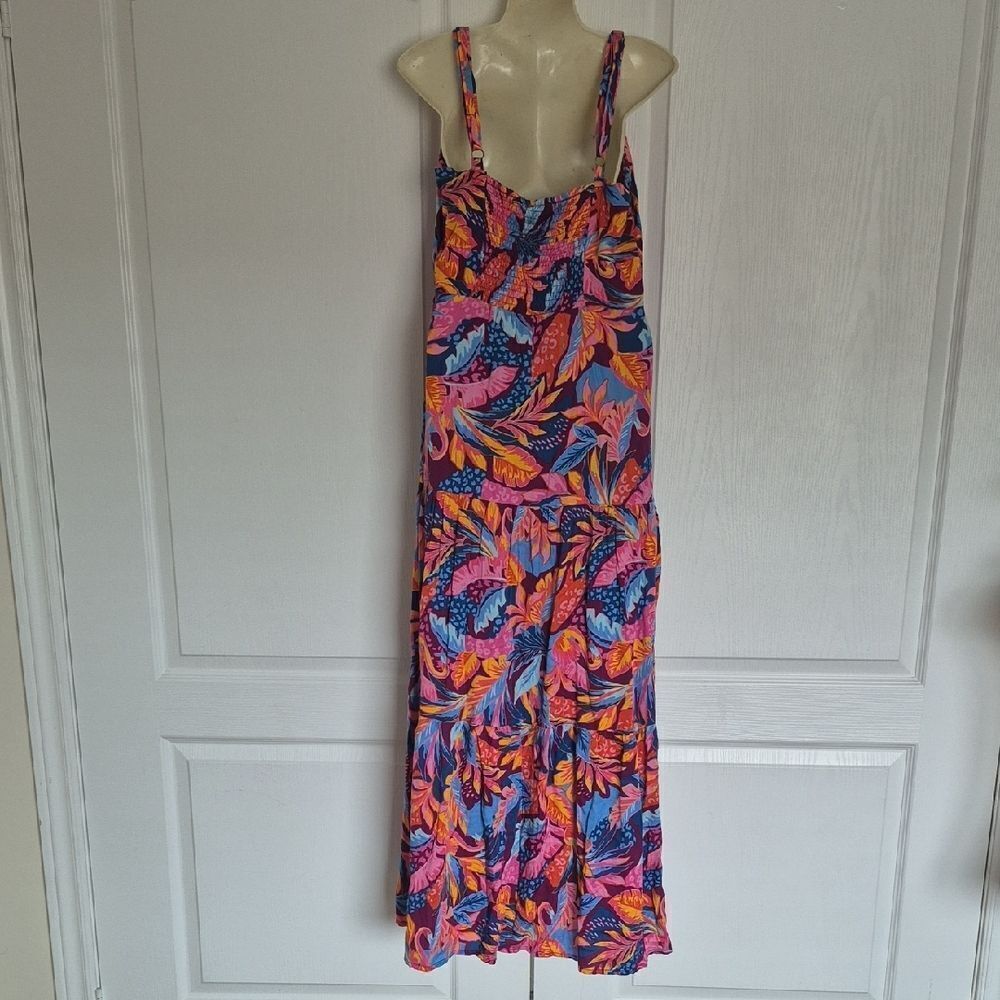 Guess Vibrant Floral Maxi Dress in Blue and Pink - Picture 6 of 16
